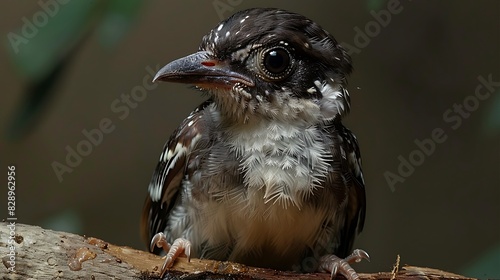 juvenile Rodrigues Starling Necropsar rodericanus with brown and white feathers extinct native to Rodrigues Island Africa photo