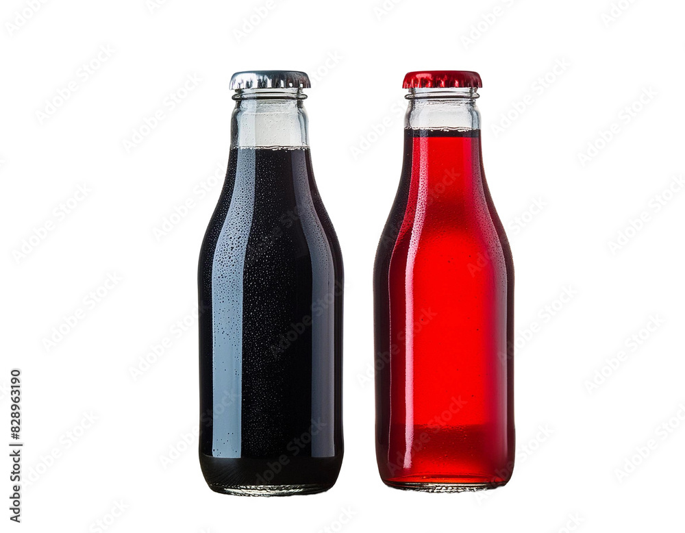 Soda / Pop / Juice drinks in glass shaped beer bottles