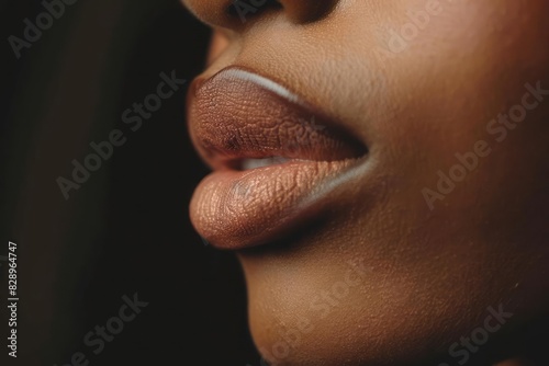 A woman lips partially completed with contouring illustrating the technique of defining and filling photo