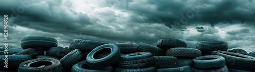 A tires under a cloudy sky symbolize recycling and reuse