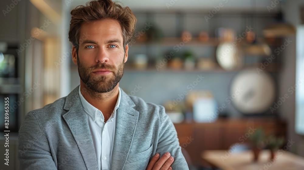 Fototapeta premium Man With Beard Standing in Room