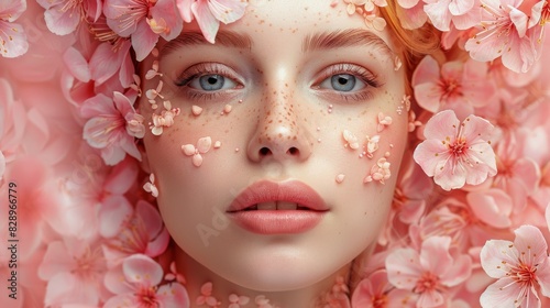 Woman Adorned With Pink Flowers