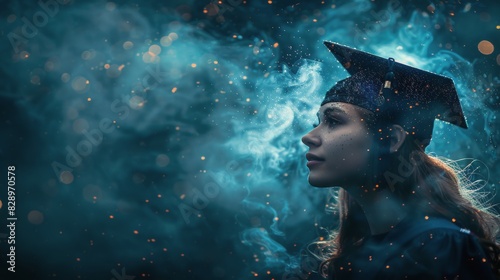 Woman Wearing Graduation Cap and Gown