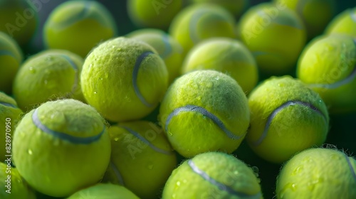 Group of many tennis balls sphere, sport object concept, tennis backgrounds   © kinza