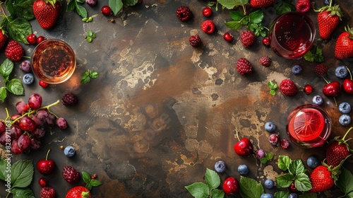 Table Set With Glasses of Liquid and Berries