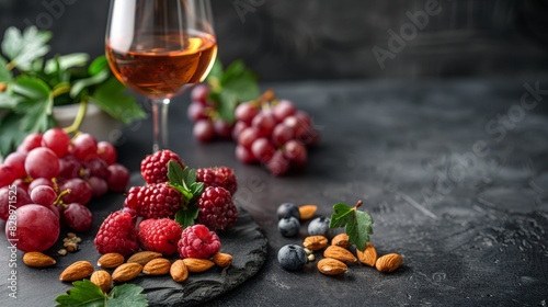 Table Set With Glasses of Liquid and Berries