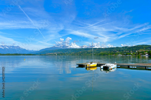 lago di viverone in italia, viverone lake in italy photo