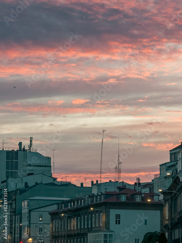 Vibrant Sunset Over Urban Skyline