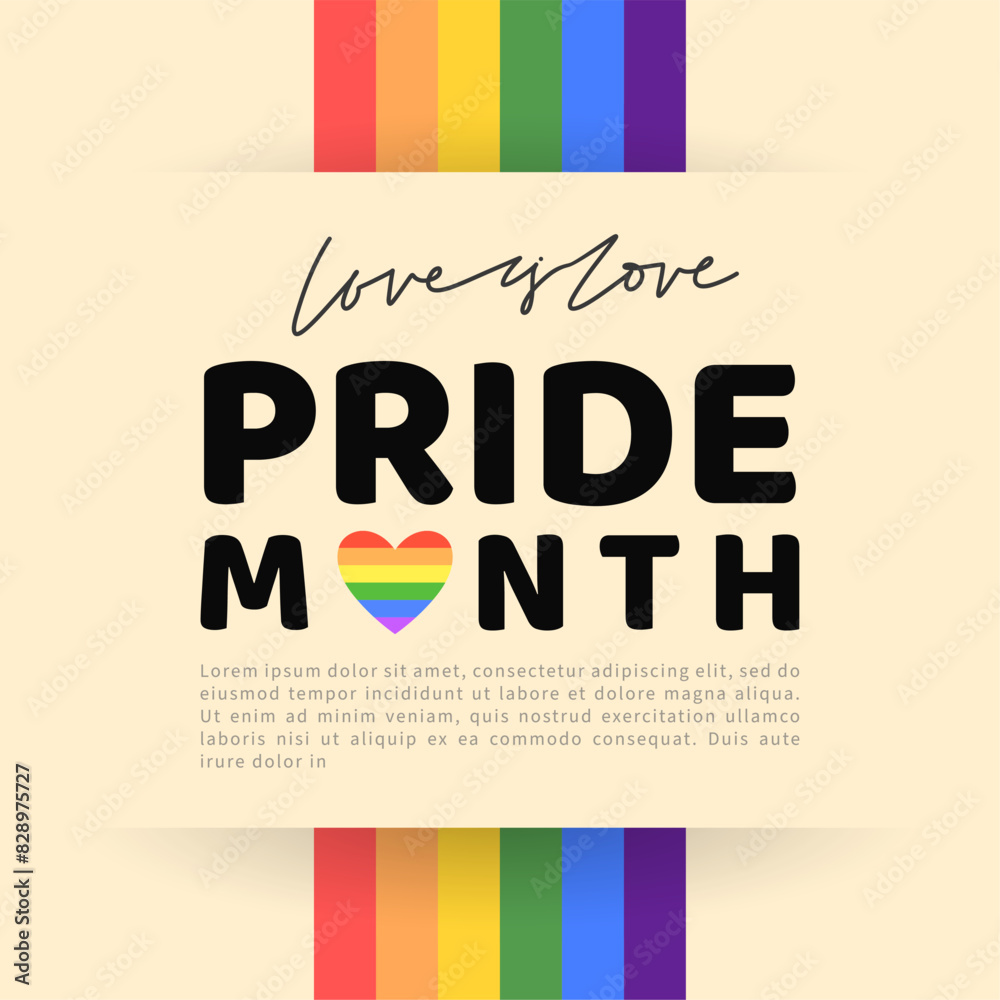Obraz premium Pride month, LGBTQ+ flat style symbols with pride flags, gender signs, rainbow,LGBTQ pride community Symbols, Vector illustration EPS 10