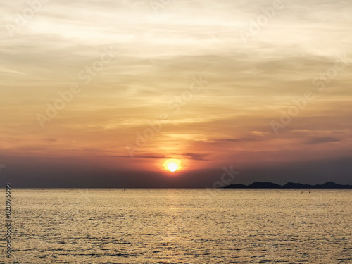Sunset landscape of Stone Arch (Rock Transformation)in Libong island,located in Trang city of Thailand