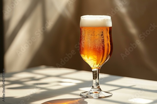 A glass of beer on a white surface, high quality, high resolution