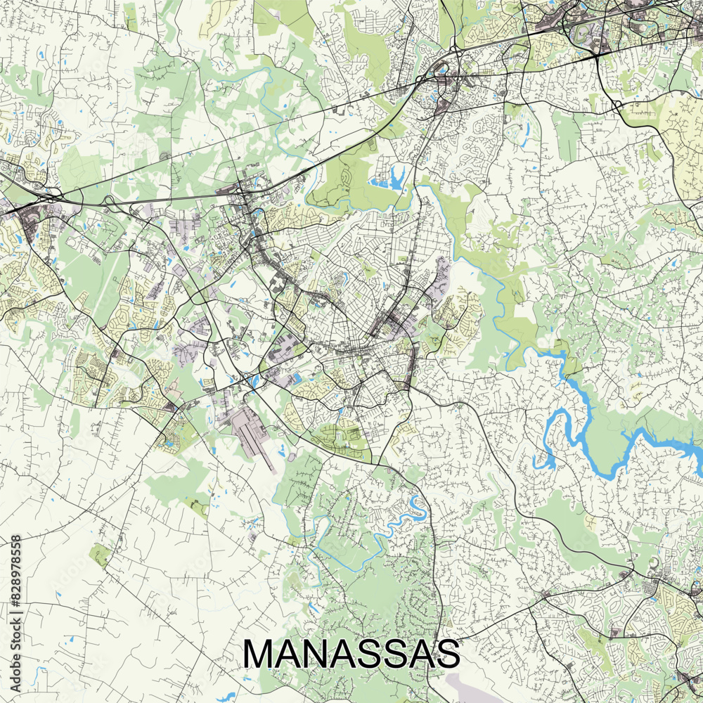 Manassas, Virginia, United States map poster art Manassas, Virginia, United States map poster art