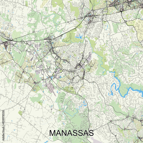 Manassas, Virginia, United States map poster art photo