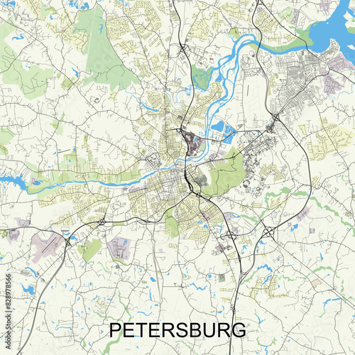Wallpaper Mural Petersburg, Virginia, United States map poster art Torontodigital.ca