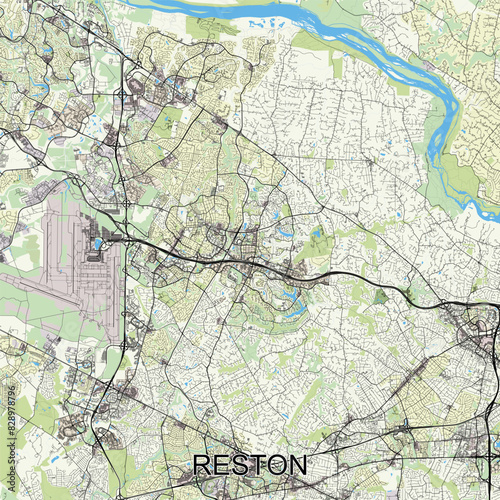 Reston, Virginia, United States map poster art