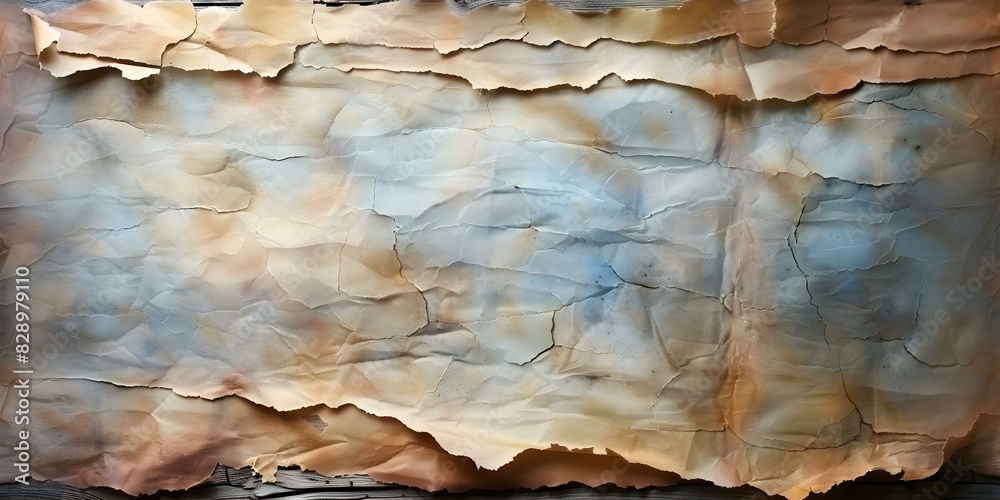 Fototapeta premium Aged by Time and Marked with History: A Weathered Parchment. Concept Weathered Parchment, Antique Documents, Old Manuscripts, Historical Scrolls