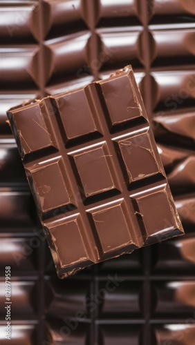 A close up of a square piece of chocolate sitting on top of some other pieces, AI