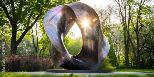 Sculpture park features installations inspired by mathematical theorems intertwining art and math. Concept Mathematical Art, Outdoor Installations, Sculpture Park, Theoretical Inspiration photo