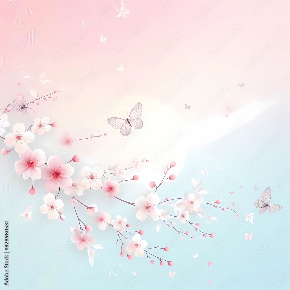 Simple minimalist bacground in the form of beautiful plant and flower paintings, Generative AI Simple minimalist bacground in the form of beautiful plant and flower paintings, Generative AI