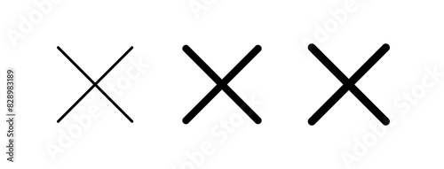 Vector cross multiply close remove mark icon. Black, white background. Perfect for app and web interfaces, infographics, presentations, marketing, etc. photo