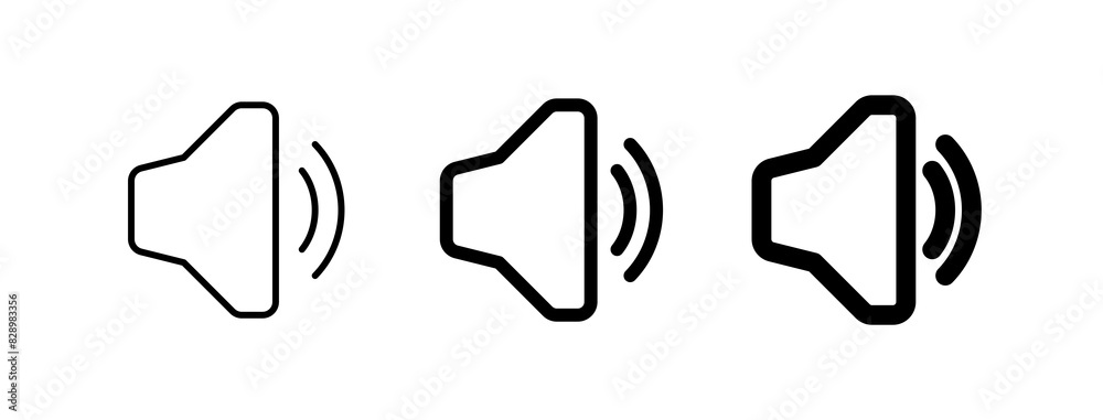 Vector volume, speaker, megaphone icon. Black, white background. Perfect for app and web interfaces, infographics, presentations, marketing, etc. Vector volume, speaker, megaphone icon. Black, white background. Perfect for app and web interfaces, infographics, presentations, marketing, etc.