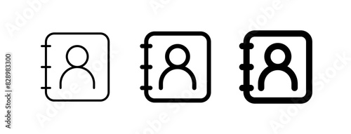 Vector phonebook, contact, diary icon. Black, white background. Perfect for app and web interfaces, infographics, presentations, marketing, etc.