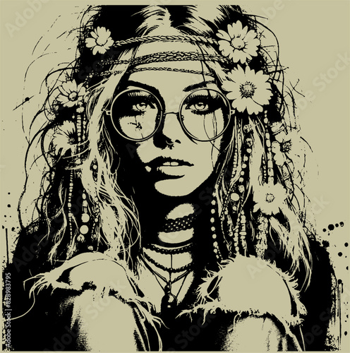 girl with flowers in hair