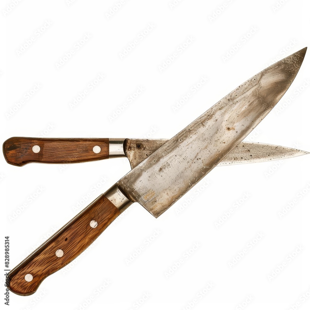 Chefs knife isolated solid white background, kitchen essentials