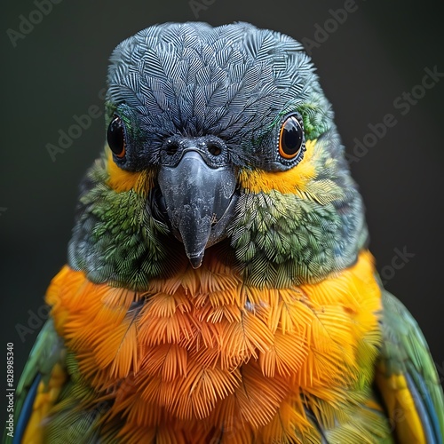 adult female Orangebellied Parrot Neophema chrysogaster with green and orange plumage native to Australia Oceania photo