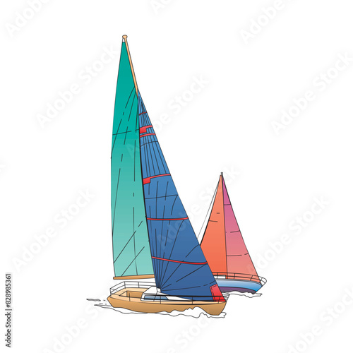 Sailboat in the sea, summer adventure, active vacation. Seagoing vessel, marine ship or nautical caravel. water transport in the ocean for sailor and