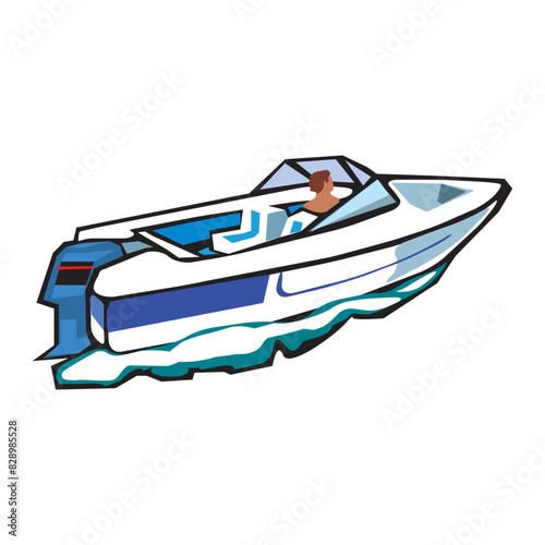 Speed boat or power boat isolated on white background illustration in EPS10