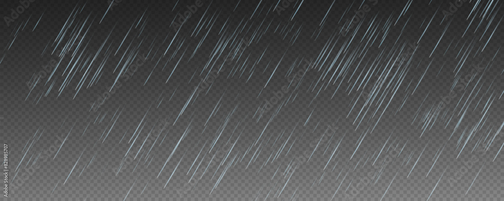 Raindrops on transparent background. 
Storm with rain and white cloud isolated on transparent background. Downpour, hail rainy weather. png