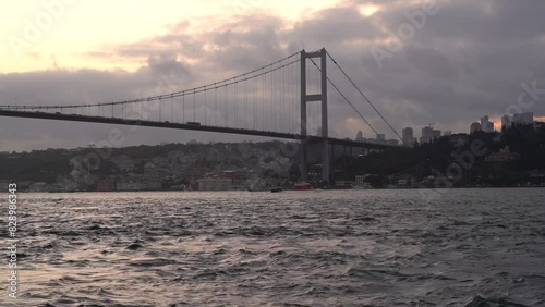 Turkey,Istanbul;2024 May 25; Magnificent Bosphorus video shot from Beylerbeyi region.Bosphorus night view. Bosporus Bridge ,15th July Martyrs Bridge . (15 Temmuz Sehitler Koprusu). Istanbul