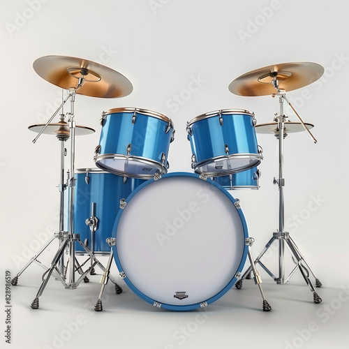 Blue Drum Kit on White Background