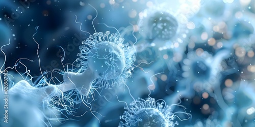 D Visualization of Basophils Releasing Histamine in Allergic Reaction Process. Concept Histamine Release, Basophils, Allergic Reaction, 3D Visualization, Immunology photo