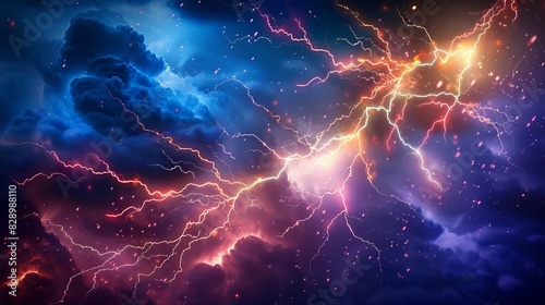 The effect of lightning and lighting  set of zippers  thunderstorm and lightning. Symbol of natural strength or magic  light and shine  abstract  electricity and explosion  vector illustration