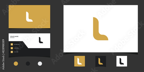Letter L logo design with creative concept and business card. Premium Vector