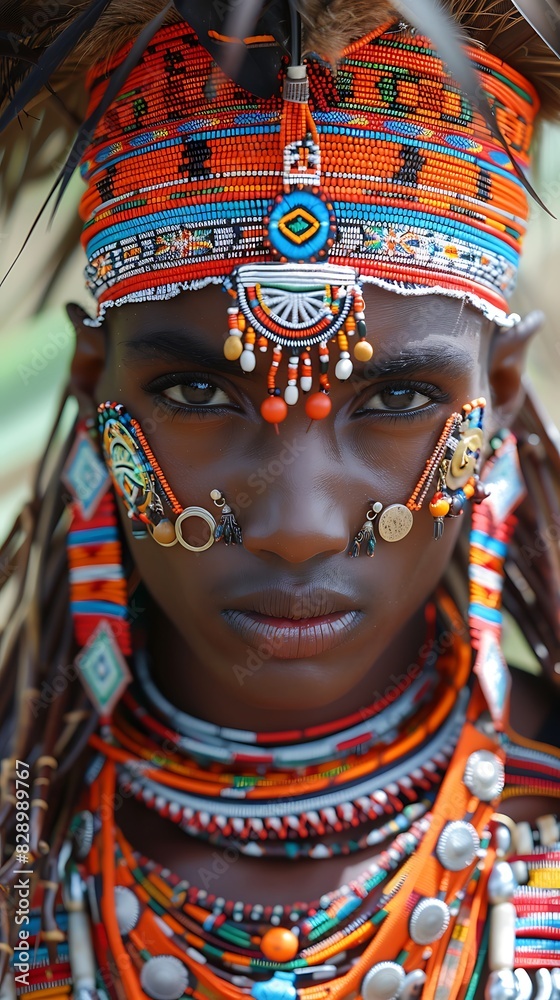 Traditional attire of East African tribe earthy tones