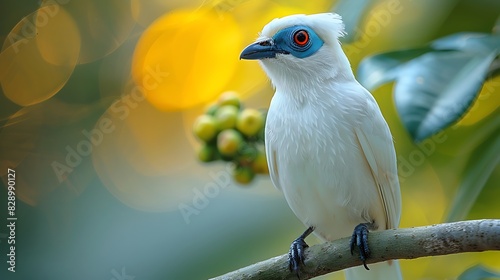 adult male Bali Myna Leucopsar rothschildi with white plumage and blue eye patches found in Indonesia Asia photo