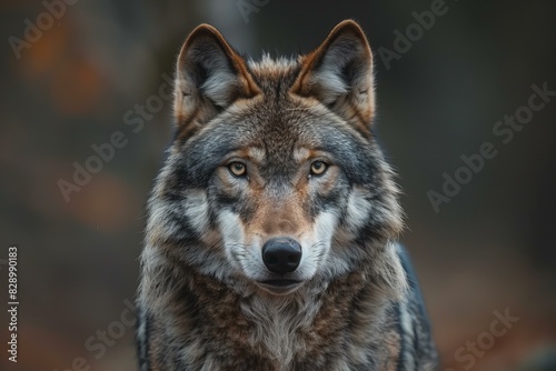 Digital image of  older male wolf is standing in the forest  high quality  high resolution