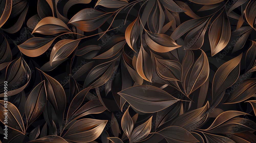 Dark brown leaves pattern, high resolution background for your design projects. Design only in the style of dark bronze colors. Abstract wallpaper for interior decoration. Dark brown leaves pattern, high resolution background for your design projects. Design only in the style of dark bronze colors. Abstract wallpaper for interior decoration.