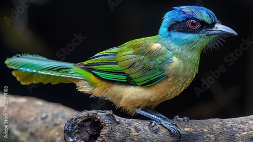 adult male Bluecrowned Motmot Momotus momota with green blue and black plumage native to Honduras Central America photo