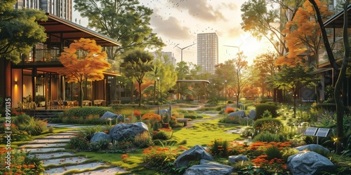 Sustainable Urban Oasis: Eco-Friendly Park with Renewable Energy, generative ai