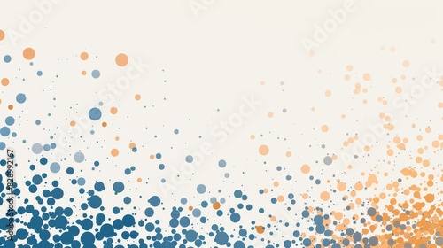 A modern scientific conference poster template featuring a minimalist design with Walnut, Aegean blue, honey, and persimmon orange accents and digital particle decoration.