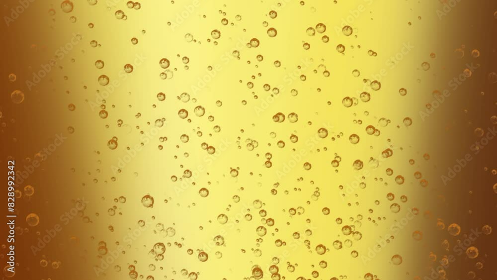 Beautiful Beer Bubbles Rising Up. Loopable Animation of Sparkling Water