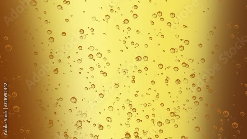 Beautiful Beer Bubbles Rising Up. Loopable Animation of Sparkling Water