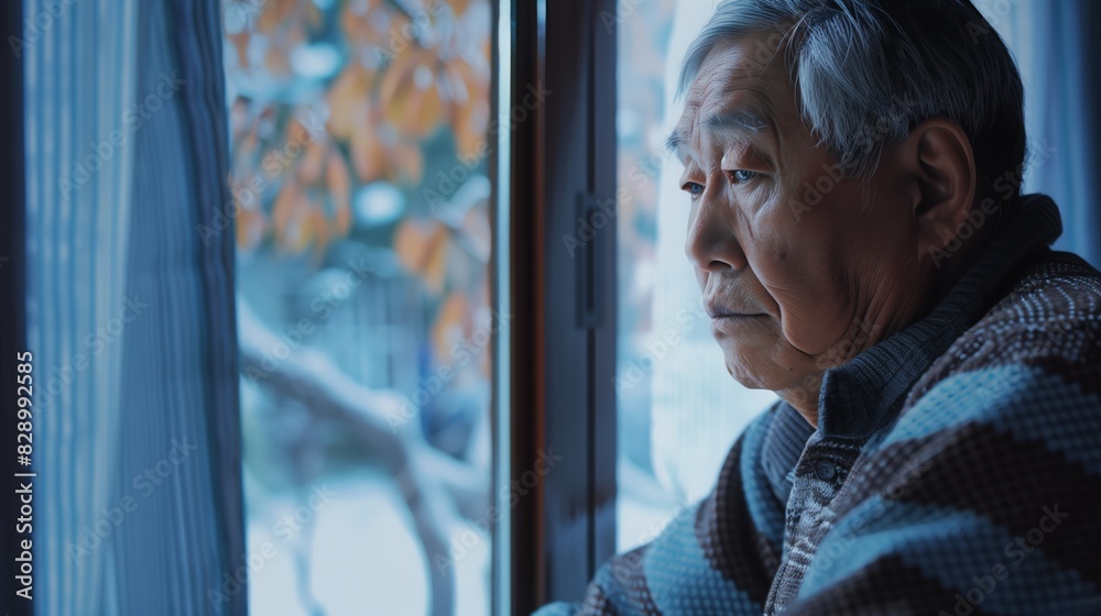 Generative AI Depicts Asian Elderly Man in Nursing Home Reflection, Sadness, Mental Health Generative AI Depicts Asian Elderly Man in Nursing Home Reflection, Sadness, Mental Health