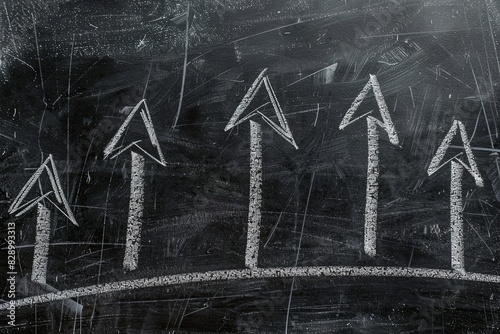 Sales increase tactics drawn, isolated on black chalkboard background and texture.