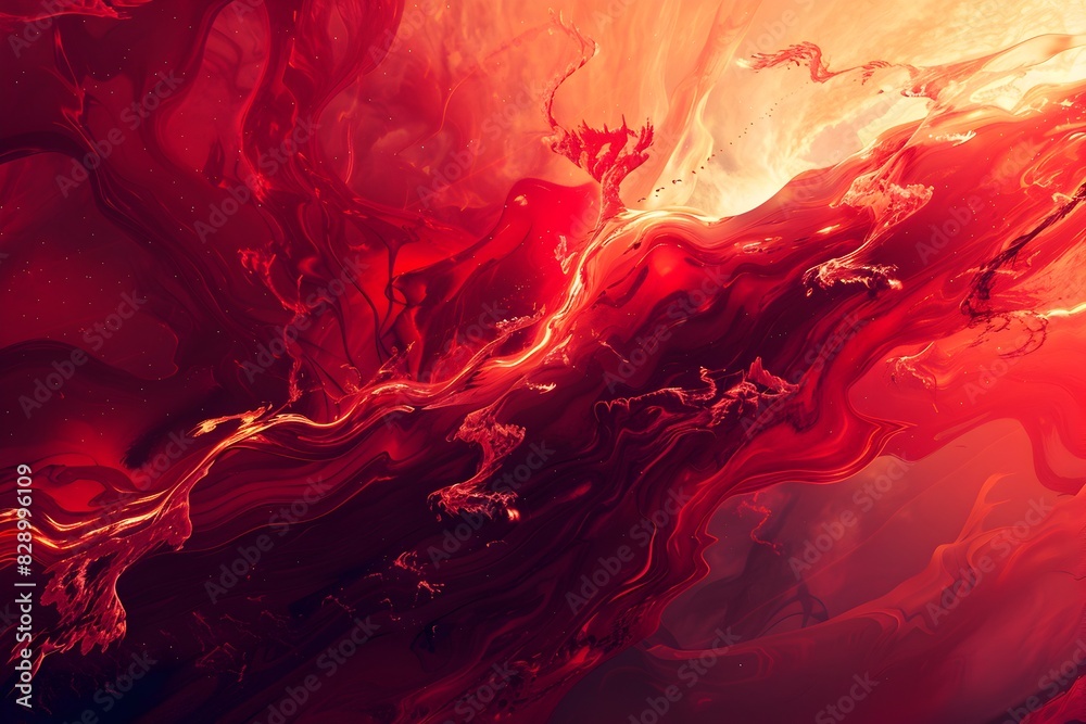 Abstract red background with swirling shapes and fluid textures, creating an otherworldly atmosphere
Abstract red background with swirling shapes and fluid textures, creating an otherworldly atmosphere