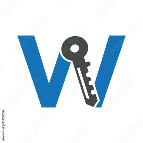 Key Logo combine with letter W vector template photo